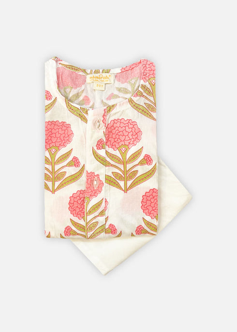 Boys Kurta Set - Genda Red